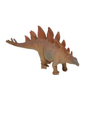 Stegosaurus Dinosaur Figure Plastic Toy Tan Orange Plates Unbranded 5" Long